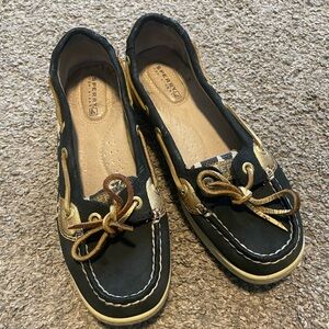 Sperry leopard trim moccasin loafers